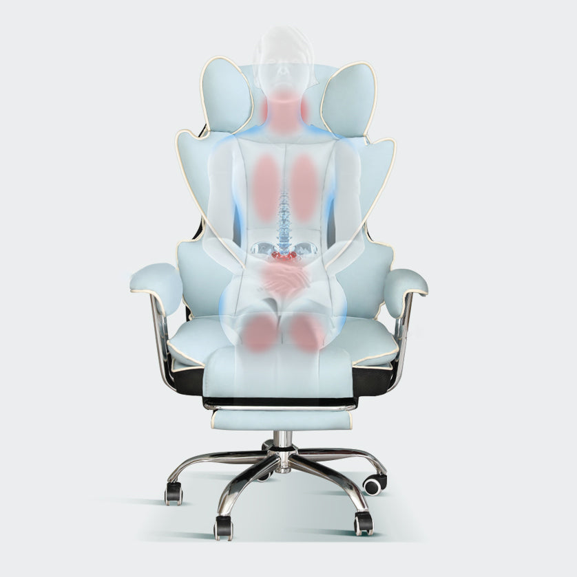 Silver Metal Modern Desk Chair with High Back Leather Conference Chair Clearhalo 'furn' 'furn_office_chair' 'Furniture' 'furniture_office_chair' 'Office Chairs' 'Office Furniture' 'office_chair' 5010344