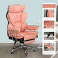 Silver Metal Modern Desk Chair with High Back Leather Conference Chair Pink With Footrest Clearhalo 'furn' 'furn_office_chair' 'Furniture' 'furniture_office_chair' 'Office Chairs' 'Office Furniture' 'office_chair' 5010346