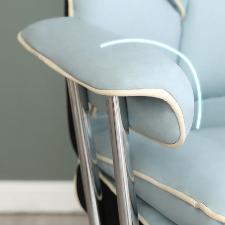 Silver Metal Modern Desk Chair with High Back Leather Conference Chair Clearhalo 'furn' 'furn_office_chair' 'Furniture' 'furniture_office_chair' 'Office Chairs' 'Office Furniture' 'office_chair' 5010349