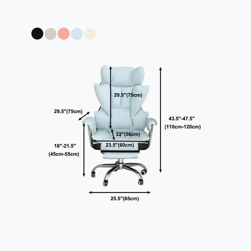 Silver Metal Modern Desk Chair with High Back Leather Conference Chair Clearhalo 'furn' 'furn_office_chair' 'Furniture' 'furniture_office_chair' 'Office Chairs' 'Office Furniture' 'office_chair' 5010356