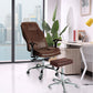 Contemporary Ergonomic Office Chair with Padded Arms Metal Frame Executive Task Chair Coffee With Footrest Clearhalo 'furn' 'furn_office_chair' 'Furniture' 'furniture_office_chair' 'Office Chairs' 'Office Furniture' 'office_chair' 5010360