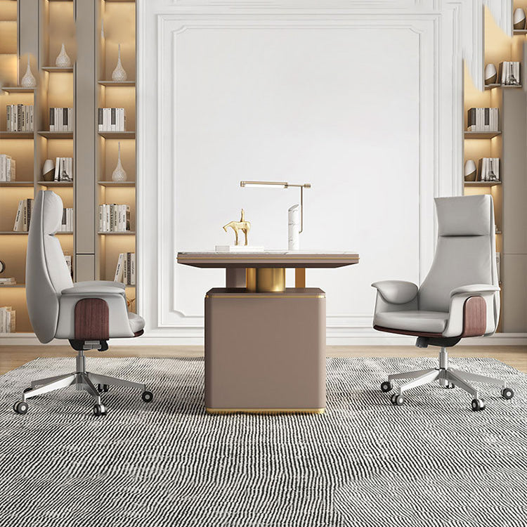 Upholstered Office Chair with Padded Arms Modern Task Chair with Metal Frame Clearhalo 'furn' 'furn_office_chair' 'Furniture' 'furniture_office_chair' 'Office Chairs' 'Office Furniture' 'office_chair' 5010385