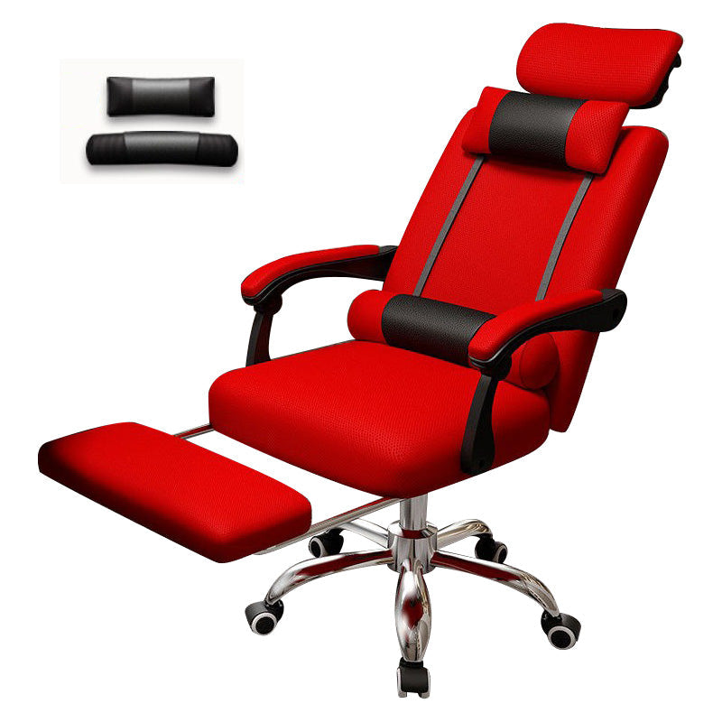 Metal Base Modern Executive Desk Chair with Padded Arms Microfiber Adjustable Office Chair Red With Footrest Sponge Clearhalo 'furn' 'furn_office_chair' 'Furniture' 'furniture_office_chair' 'Office Chairs' 'Office Furniture' 'office_chair' 5010397