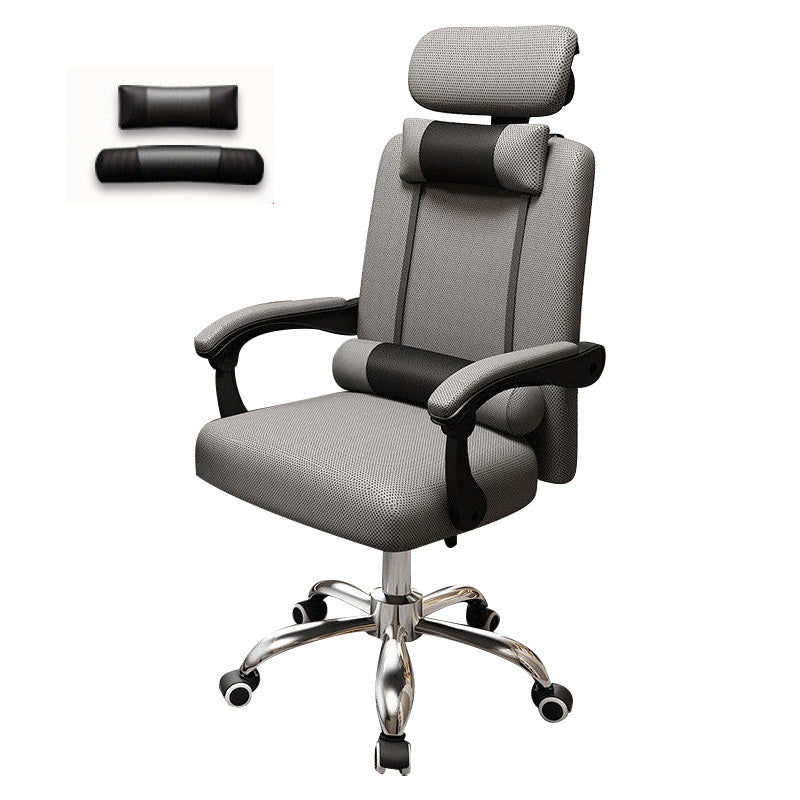 Metal Base Modern Executive Desk Chair with Padded Arms Microfiber Adjustable Office Chair Grey Without Footrest Sponge Clearhalo 'furn' 'furn_office_chair' 'Furniture' 'furniture_office_chair' 'Office Chairs' 'Office Furniture' 'office_chair' 5010398