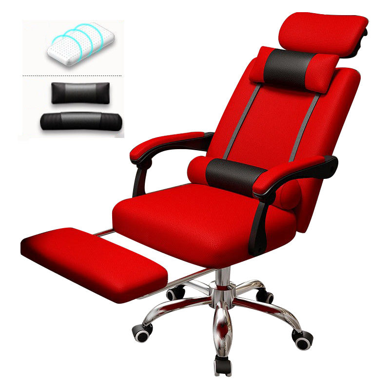 Metal Base Modern Executive Desk Chair with Padded Arms Microfiber Adjustable Office Chair Red With Footrest Latex Clearhalo 'furn' 'furn_office_chair' 'Furniture' 'furniture_office_chair' 'Office Chairs' 'Office Furniture' 'office_chair' 5010400