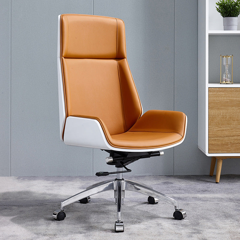 Executive Swivel Office Chair with High Back Chrome Metal Frame Modern Task Chair Clearhalo 'Furniture' 'furniture_office_chair' 'Office Chairs' 'Office Furniture' 'office_chair' 5010415
