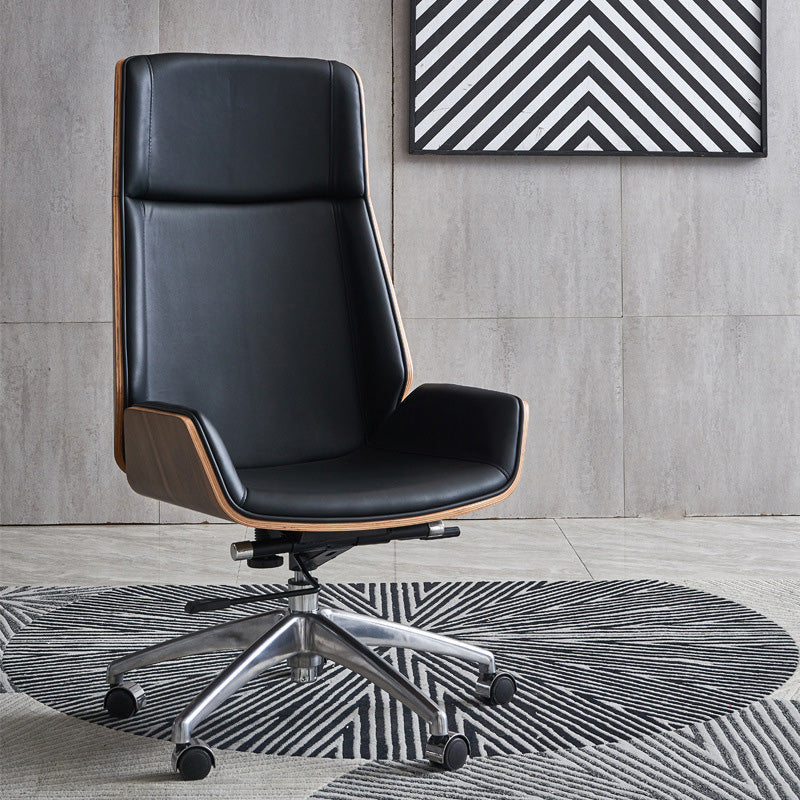 Executive Swivel Office Chair with High Back Chrome Metal Frame Modern Task Chair Clearhalo 'Furniture' 'furniture_office_chair' 'Office Chairs' 'Office Furniture' 'office_chair' 5010419