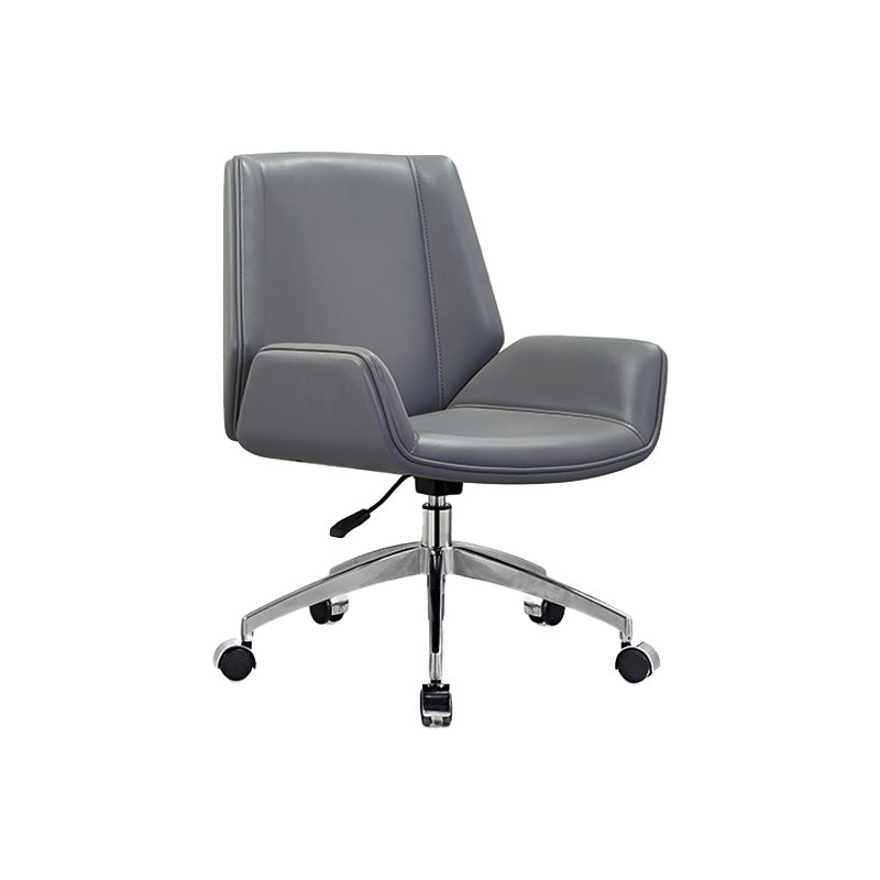 Executive Swivel Office Chair with High Back Chrome Metal Frame Modern Task Chair Grey Mid-Back (14-22 in.) Clearhalo 'Furniture' 'furniture_office_chair' 'Office Chairs' 'Office Furniture' 'office_chair' 5010420