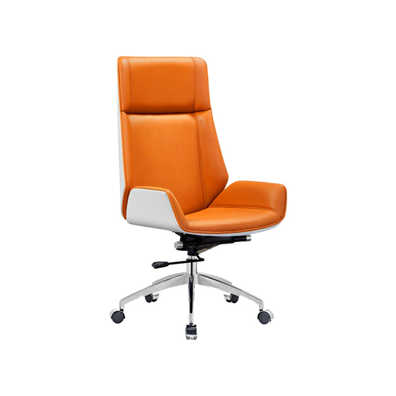 Executive Swivel Office Chair with High Back Chrome Metal Frame Modern Task Chair Orange High-Back (Over 22 in.) Clearhalo 'Furniture' 'furniture_office_chair' 'Office Chairs' 'Office Furniture' 'office_chair' 5010422
