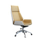 Executive Swivel Office Chair with High Back Chrome Metal Frame Modern Task Chair Beige High-Back (Over 22 in.) Clearhalo 'Furniture' 'furniture_office_chair' 'Office Chairs' 'Office Furniture' 'office_chair' 5010425