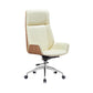 Executive Swivel Office Chair with High Back Chrome Metal Frame Modern Task Chair Off-White High-Back (Over 22 in.) Clearhalo 'Furniture' 'furniture_office_chair' 'Office Chairs' 'Office Furniture' 'office_chair' 5010432