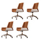 Contemporary Mid Back Task Chair with Padded Arms Upholstered Desk Chair with Metal Frame Brown 4 Piece Set Casters Included Clearhalo 'furn' 'furn_office_chair' 'Furniture' 'furniture_office_chair' 'Office Chairs' 'Office Furniture' 'office_chair' 5010464