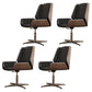 Contemporary Mid Back Task Chair with Padded Arms Upholstered Desk Chair with Metal Frame Black 4 Piece Set Casters Not Included Clearhalo 'furn' 'furn_office_chair' 'Furniture' 'furniture_office_chair' 'Office Chairs' 'Office Furniture' 'office_chair' 5010470