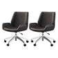 Contemporary Mid Back Task Chair with Padded Arms Upholstered Desk Chair with Metal Frame Gloss Black 2 Piece Set Casters Included Clearhalo 'furn' 'furn_office_chair' 'Furniture' 'furniture_office_chair' 'Office Chairs' 'Office Furniture' 'office_chair' 5010478