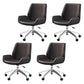Contemporary Mid Back Task Chair with Padded Arms Upholstered Desk Chair with Metal Frame Gloss Black 4 Piece Set Casters Included Clearhalo 'furn' 'furn_office_chair' 'Furniture' 'furniture_office_chair' 'Office Chairs' 'Office Furniture' 'office_chair' 5010479