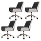 Contemporary Mid Back Task Chair with Padded Arms Upholstered Desk Chair with Metal Frame Black White 4 Piece Set Casters Included Clearhalo 'furn' 'furn_office_chair' 'Furniture' 'furniture_office_chair' 'Office Chairs' 'Office Furniture' 'office_chair' 5010485