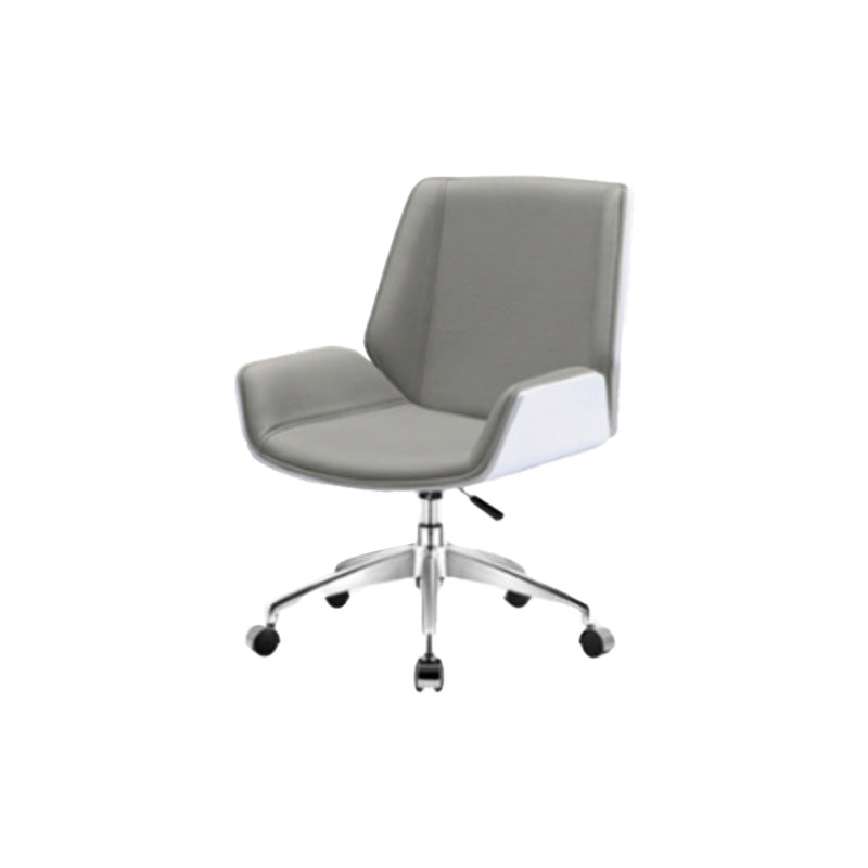 Contemporary Mid Back Task Chair with Padded Arms Upholstered Desk Chair with Metal Frame Gray-White 1 Piece Casters Included Clearhalo 'furn' 'furn_office_chair' 'Furniture' 'furniture_office_chair' 'Office Chairs' 'Office Furniture' 'office_chair' 5010486