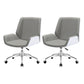 Contemporary Mid Back Task Chair with Padded Arms Upholstered Desk Chair with Metal Frame Gray-White 2 Piece Set Casters Included Clearhalo 'furn' 'furn_office_chair' 'Furniture' 'furniture_office_chair' 'Office Chairs' 'Office Furniture' 'office_chair' 5010487