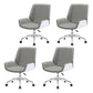 Contemporary Mid Back Task Chair with Padded Arms Upholstered Desk Chair with Metal Frame Gray-White 4 Piece Set Casters Included Clearhalo 'furn' 'furn_office_chair' 'Furniture' 'furniture_office_chair' 'Office Chairs' 'Office Furniture' 'office_chair' 5010488