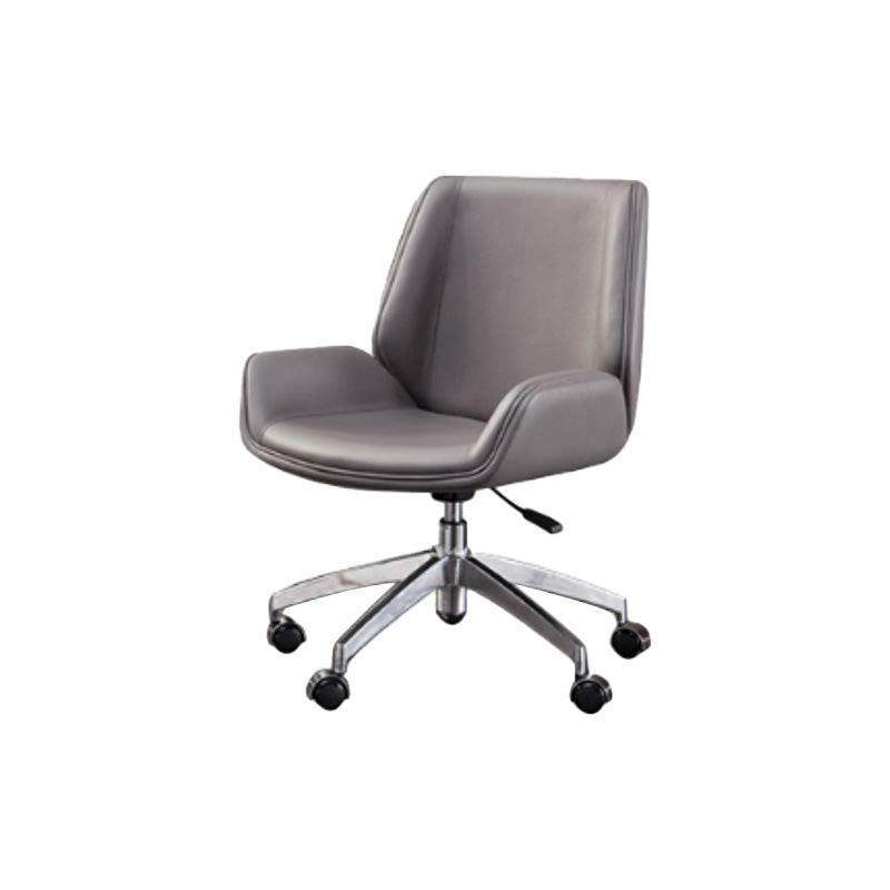 Contemporary Mid Back Task Chair with Padded Arms Upholstered Desk Chair with Metal Frame Grey 1 Piece Casters Included Clearhalo 'furn' 'furn_office_chair' 'Furniture' 'furniture_office_chair' 'Office Chairs' 'Office Furniture' 'office_chair' 5010489