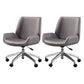 Contemporary Mid Back Task Chair with Padded Arms Upholstered Desk Chair with Metal Frame Grey 2 Piece Set Casters Included Clearhalo 'furn' 'furn_office_chair' 'Furniture' 'furniture_office_chair' 'Office Chairs' 'Office Furniture' 'office_chair' 5010490