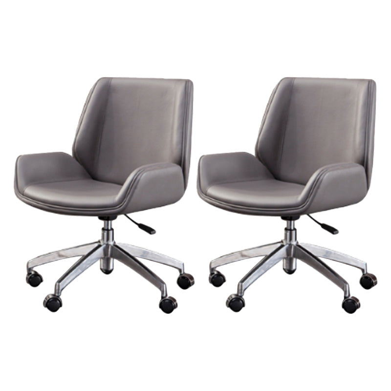 Contemporary Mid Back Task Chair with Padded Arms Upholstered Desk Chair with Metal Frame Grey 2 Piece Set Casters Included Clearhalo 'furn' 'furn_office_chair' 'Furniture' 'furniture_office_chair' 'Office Chairs' 'Office Furniture' 'office_chair' 5010490