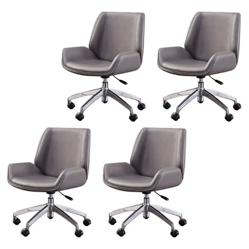 Contemporary Mid Back Task Chair with Padded Arms Upholstered Desk Chair with Metal Frame Grey 4 Piece Set Casters Included Clearhalo 'furn' 'furn_office_chair' 'Furniture' 'furniture_office_chair' 'Office Chairs' 'Office Furniture' 'office_chair' 5010491