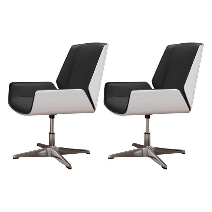 Contemporary Mid Back Task Chair with Padded Arms Upholstered Desk Chair with Metal Frame Black White 2 Piece Set Casters Not Included Clearhalo 'furn' 'furn_office_chair' 'Furniture' 'furniture_office_chair' 'Office Chairs' 'Office Furniture' 'office_chair' 5010493