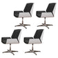 Contemporary Mid Back Task Chair with Padded Arms Upholstered Desk Chair with Metal Frame Black White 4 Piece Set Casters Not Included Clearhalo 'furn' 'furn_office_chair' 'Furniture' 'furniture_office_chair' 'Office Chairs' 'Office Furniture' 'office_chair' 5010494