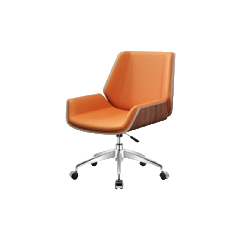 Contemporary Mid Back Task Chair with Padded Arms Upholstered Desk Chair with Metal Frame Orange 1 Piece Casters Included Clearhalo 'furn' 'furn_office_chair' 'Furniture' 'furniture_office_chair' 'Office Chairs' 'Office Furniture' 'office_chair' 5010495