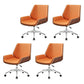 Contemporary Mid Back Task Chair with Padded Arms Upholstered Desk Chair with Metal Frame Orange 4 Piece Set Casters Included Clearhalo 'furn' 'furn_office_chair' 'Furniture' 'furniture_office_chair' 'Office Chairs' 'Office Furniture' 'office_chair' 5010497