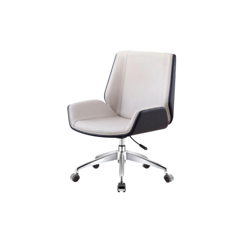 Contemporary Mid Back Task Chair with Padded Arms Upholstered Desk Chair with Metal Frame White 1 Piece Casters Included Clearhalo 'furn' 'furn_office_chair' 'Furniture' 'furniture_office_chair' 'Office Chairs' 'Office Furniture' 'office_chair' 5010501