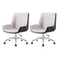 Contemporary Mid Back Task Chair with Padded Arms Upholstered Desk Chair with Metal Frame White 2 Piece Set Casters Included Clearhalo 'furn' 'furn_office_chair' 'Furniture' 'furniture_office_chair' 'Office Chairs' 'Office Furniture' 'office_chair' 5010502