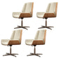 Contemporary Mid Back Task Chair with Padded Arms Upholstered Desk Chair with Metal Frame Off-White 4 Piece Set Casters Not Included Clearhalo 'furn' 'furn_office_chair' 'Furniture' 'furniture_office_chair' 'Office Chairs' 'Office Furniture' 'office_chair' 5010506