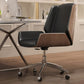 Contemporary Mid Back Task Chair with Padded Arms Upholstered Desk Chair with Metal Frame Black 1 Piece Casters Included Clearhalo 'furn' 'furn_office_chair' 'Furniture' 'furniture_office_chair' 'Office Chairs' 'Office Furniture' 'office_chair' 5010507