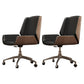 Contemporary Mid Back Task Chair with Padded Arms Upholstered Desk Chair with Metal Frame Black 2 Piece Set Casters Included Clearhalo 'furn' 'furn_office_chair' 'Furniture' 'furniture_office_chair' 'Office Chairs' 'Office Furniture' 'office_chair' 5010508