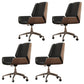 Contemporary Mid Back Task Chair with Padded Arms Upholstered Desk Chair with Metal Frame Black 4 Piece Set Casters Included Clearhalo 'furn' 'furn_office_chair' 'Furniture' 'furniture_office_chair' 'Office Chairs' 'Office Furniture' 'office_chair' 5010509