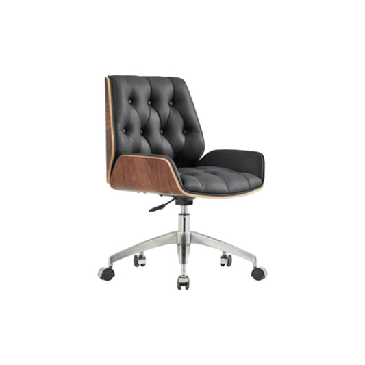 Height-adjustable Conference Chair with Wheels Modern Armless Office Chair Black 1 Piece