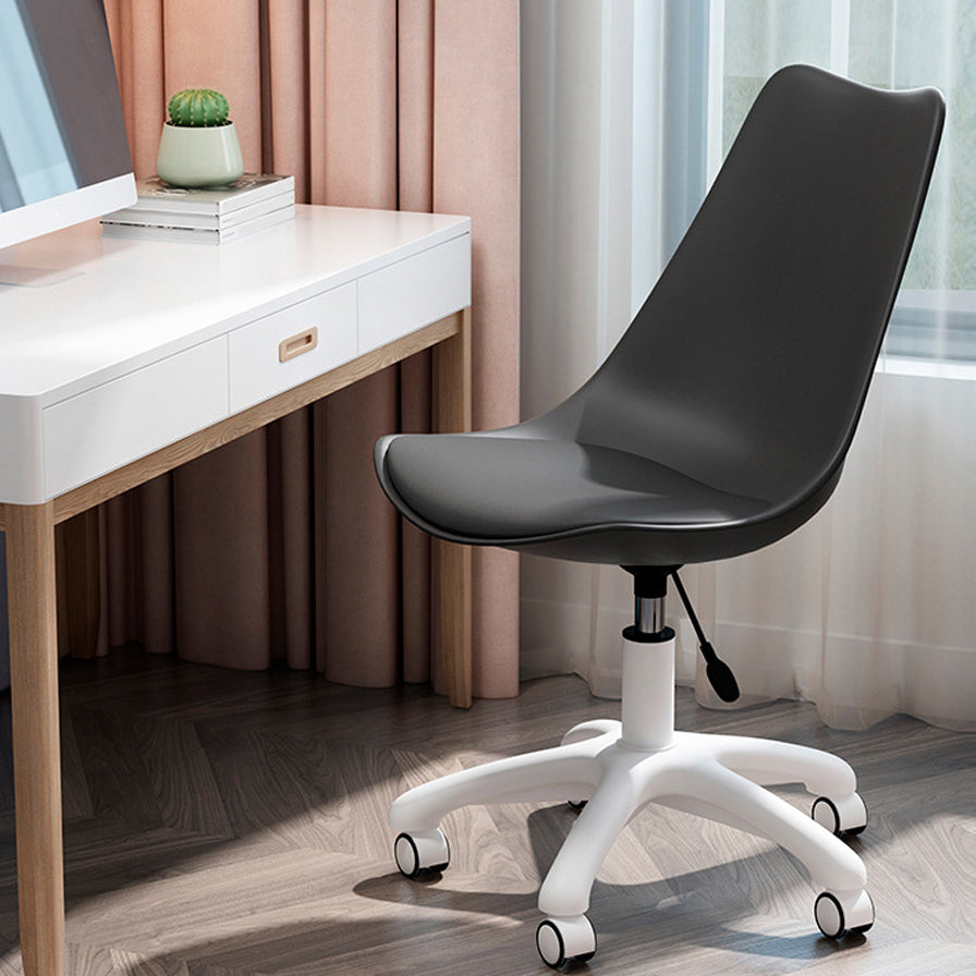 Modern White Nylon Desk Chair with Low Back Home Office Chair Black 1 Piece Nylon Clearhalo 'Furniture' 'furniture_office_chair' 'Office Chairs' 'Office Furniture' 'office_chair' 5010665