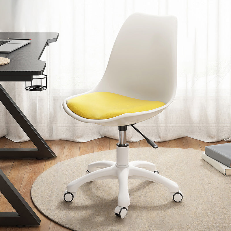 Modern White Nylon Desk Chair with Low Back Home Office Chair White-Yellow 1 Piece Nylon Clearhalo 'Furniture' 'furniture_office_chair' 'Office Chairs' 'Office Furniture' 'office_chair' 5010666