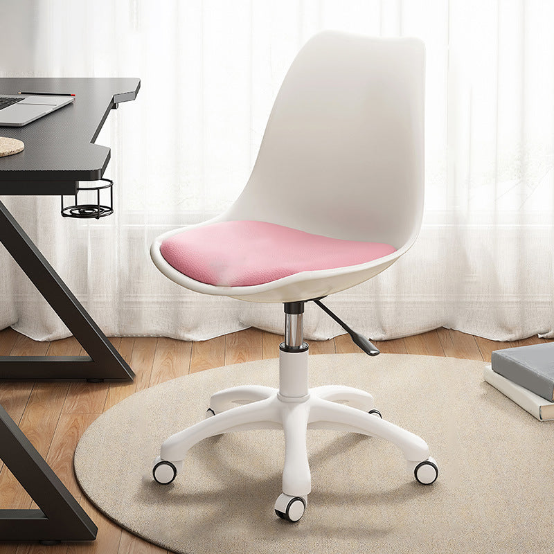 Modern White Nylon Desk Chair with Low Back Home Office Chair White-Pink 1 Piece Nylon Clearhalo 'Furniture' 'furniture_office_chair' 'Office Chairs' 'Office Furniture' 'office_chair' 5010667