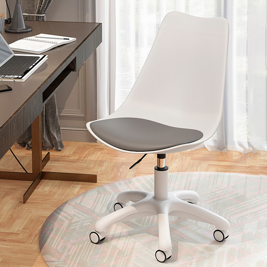 Modern White Nylon Desk Chair with Low Back Home Office Chair White-Gray 1 Piece Nylon Clearhalo 'Furniture' 'furniture_office_chair' 'Office Chairs' 'Office Furniture' 'office_chair' 5010668