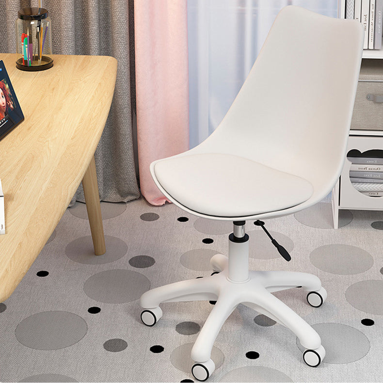 Modern White Nylon Desk Chair with Low Back Home Office Chair White 1 Piece Nylon Clearhalo 'Furniture' 'furniture_office_chair' 'Office Chairs' 'Office Furniture' 'office_chair' 5010669