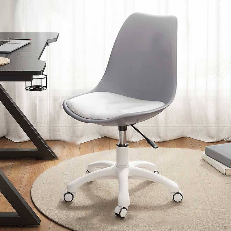 Modern White Nylon Desk Chair with Low Back Home Office Chair Gray-White 1 Piece Nylon Clearhalo 'Furniture' 'furniture_office_chair' 'Office Chairs' 'Office Furniture' 'office_chair' 5010670