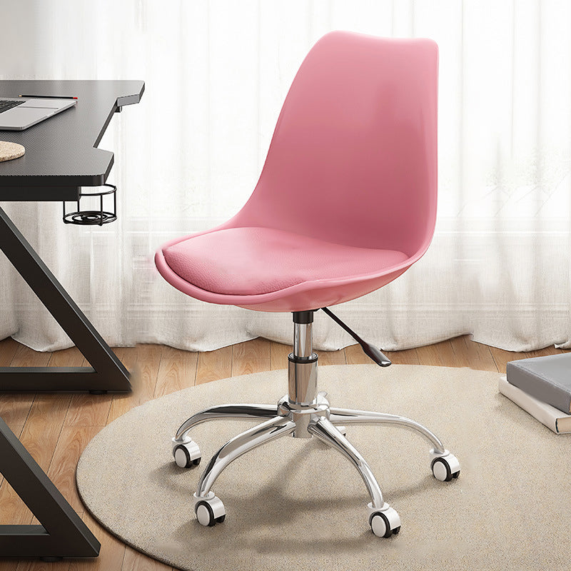 Modern White Nylon Desk Chair with Low Back Home Office Chair Pink 1 Piece Steel Clearhalo 'Furniture' 'furniture_office_chair' 'Office Chairs' 'Office Furniture' 'office_chair' 5010677
