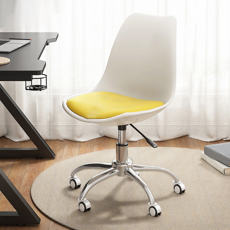 Modern White Nylon Desk Chair with Low Back Home Office Chair White-Yellow 1 Piece Steel Clearhalo 'Furniture' 'furniture_office_chair' 'Office Chairs' 'Office Furniture' 'office_chair' 5010683