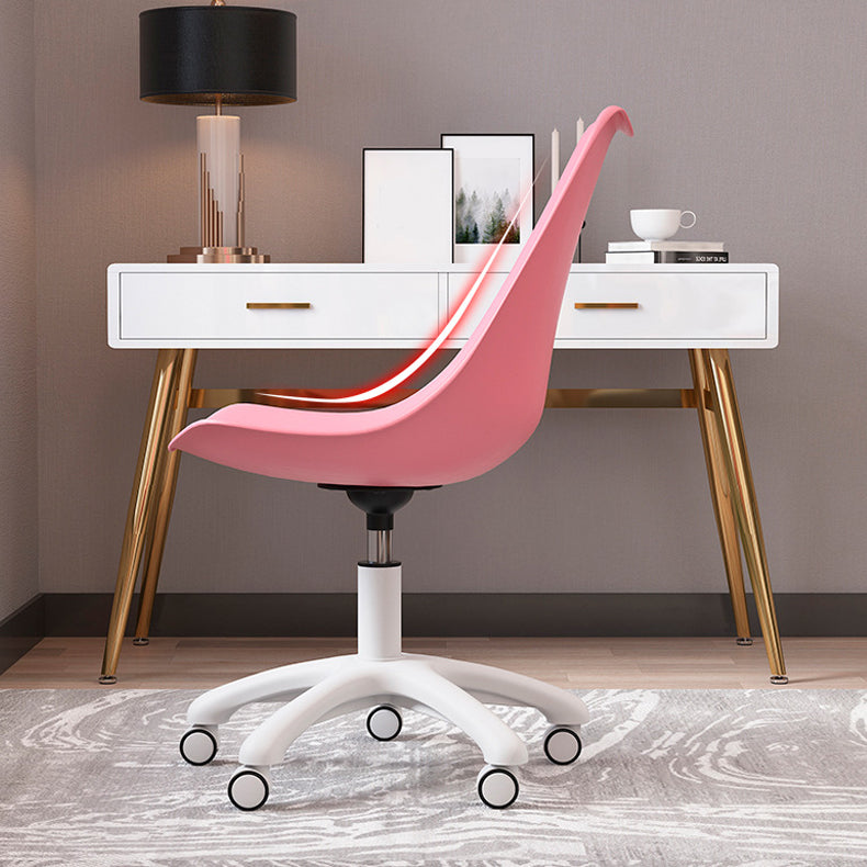 Modern White Nylon Desk Chair with Low Back Home Office Chair Pink 1 Piece Nylon Clearhalo 'Furniture' 'furniture_office_chair' 'Office Chairs' 'Office Furniture' 'office_chair' 5010684
