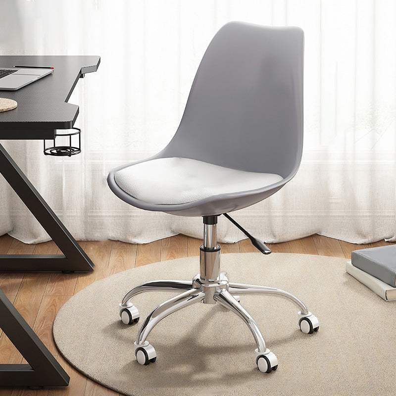 Modern White Nylon Desk Chair with Low Back Home Office Chair Gray-White 1 Piece Steel Clearhalo 'Furniture' 'furniture_office_chair' 'Office Chairs' 'Office Furniture' 'office_chair' 5010686