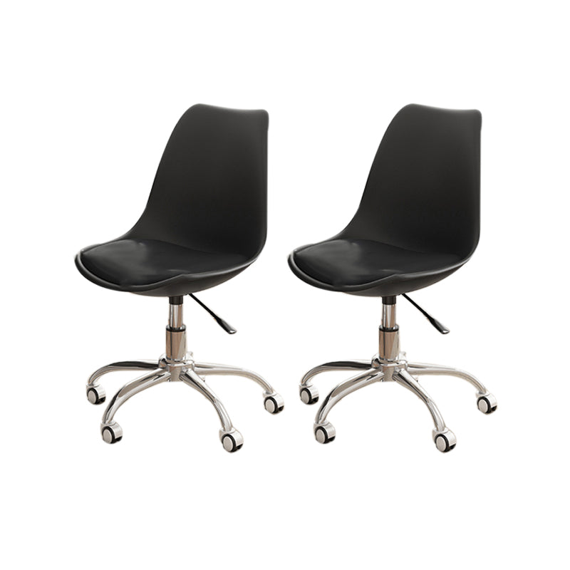 Modern White Nylon Desk Chair with Low Back Home Office Chair Black Set of 2 Steel Clearhalo 'Furniture' 'furniture_office_chair' 'Office Chairs' 'Office Furniture' 'office_chair' 5010688