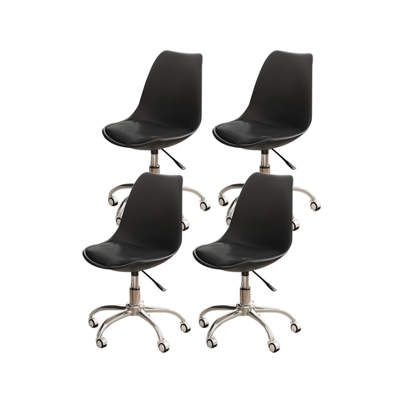 Modern White Nylon Desk Chair with Low Back Home Office Chair Black Set of 4 Steel Clearhalo 'Furniture' 'furniture_office_chair' 'Office Chairs' 'Office Furniture' 'office_chair' 5010689